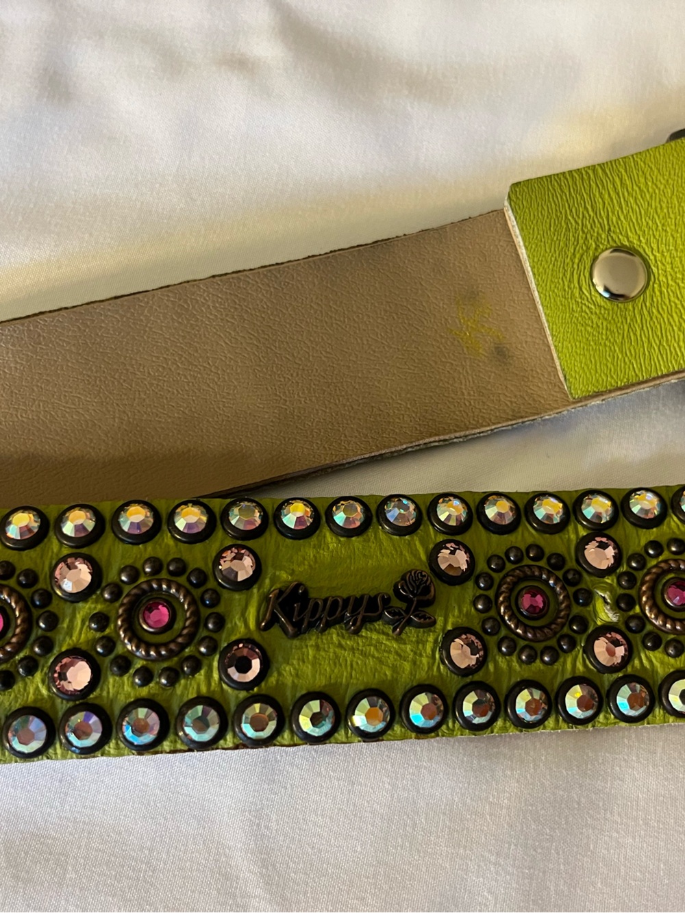 Kippys Lime Green Studded Western Crystal Belt - Picture 5 of 16